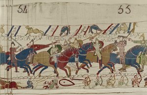Bisschop Odo Spoort de Jonge Soldaten aan, Tapijt van Bayeux